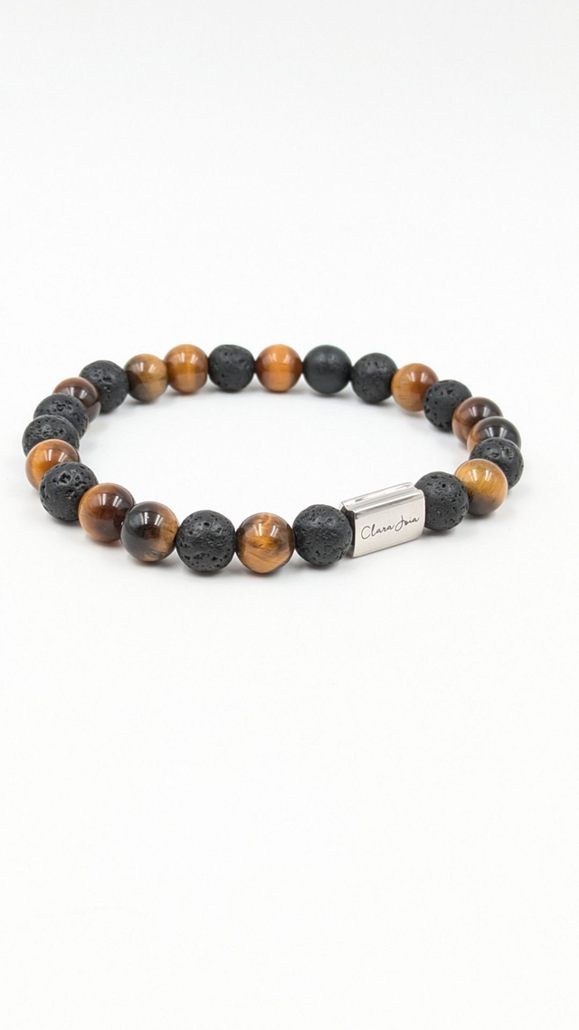 Bracelet Homme Clara Joia Oeil de Tigre Pierre de Lave