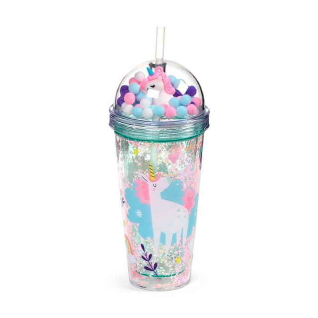 Unicorn Magic Double Walled Cup with Lid, Straw & Charms