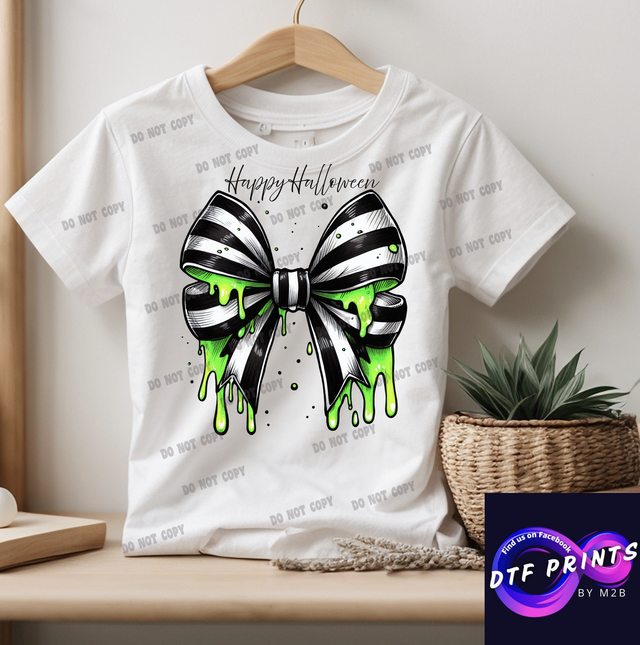 Striped toxic halloween bow