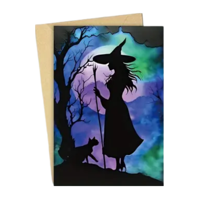 Forest Witch &amp; Familiar Greeting Card