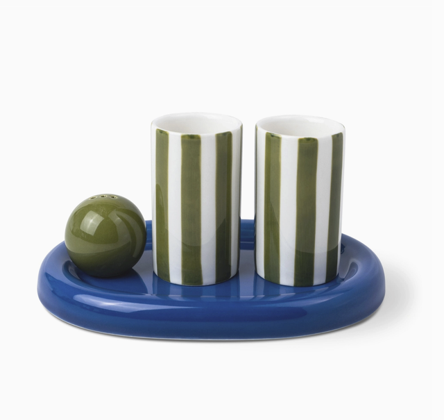 Lily Mae Ceramic Tequila Shot Glass Set - cobalt & olive
