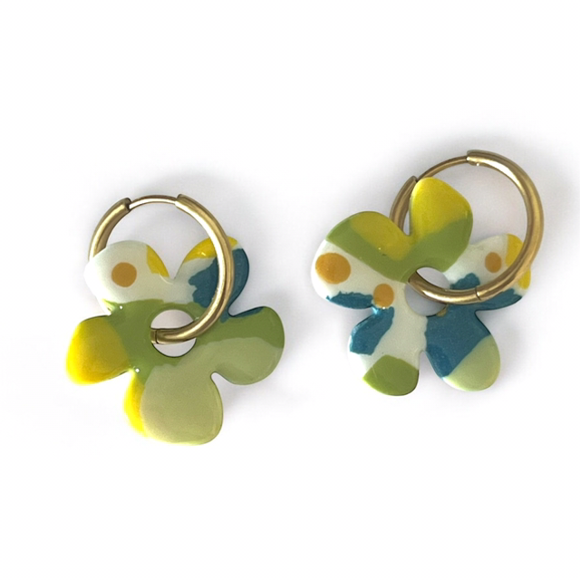 Grandes fleurs abstraites vert tendre