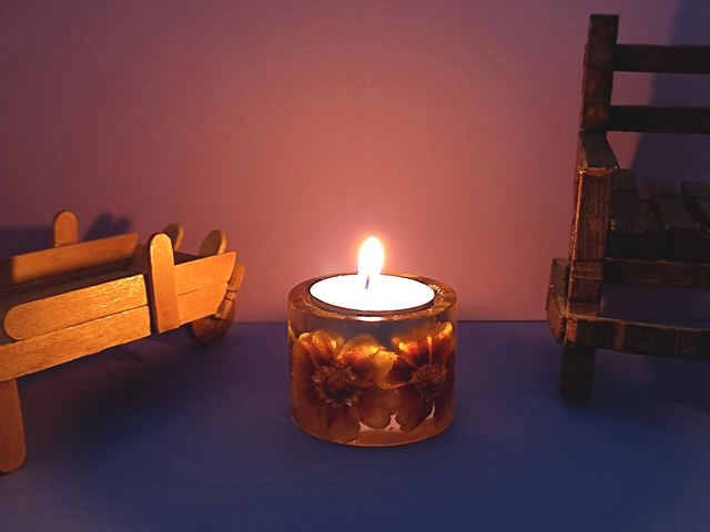 Bougeoir mini fleuri d'œillet d'Inde