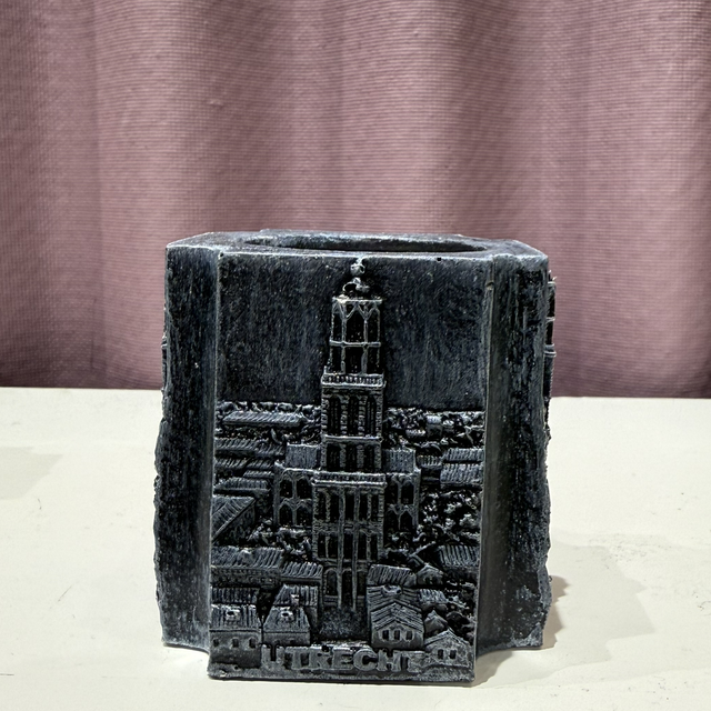 Domtoren waxinelichthouder rond (donker grijs)