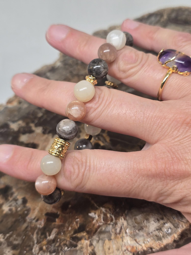 Bracelet Pierre de lune multicolore 1 cm