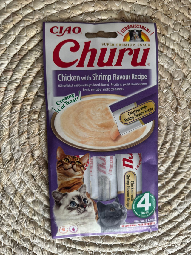 CIAO Churu friandises au poulet et crevettes pour chats