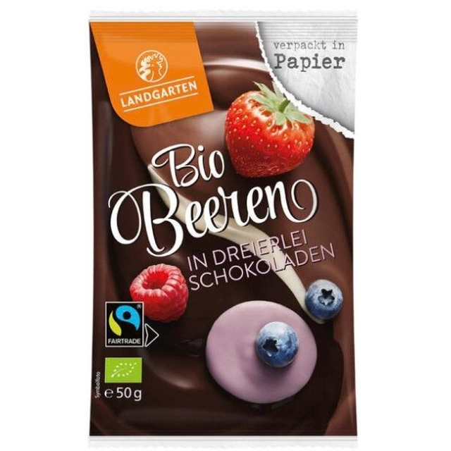 Landgarten Beeren in dreierlei Schokolade 50g Tüte