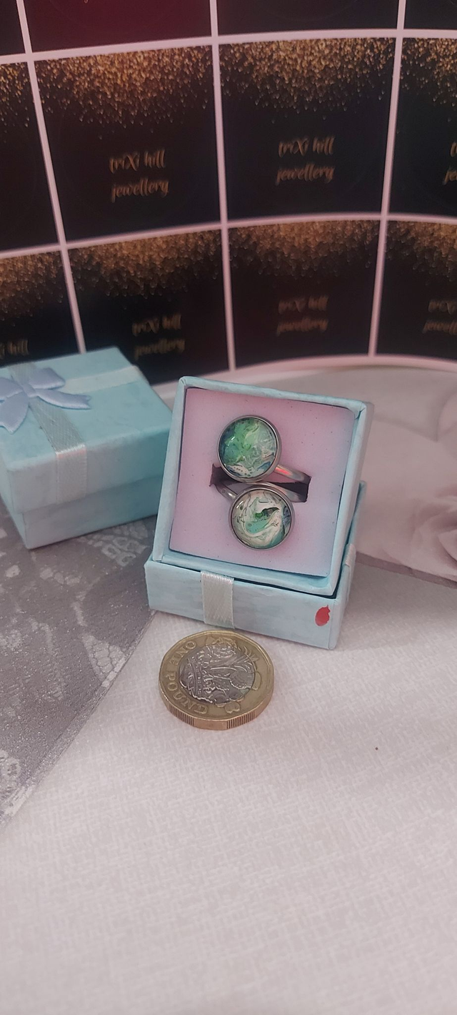 Aqua Green Double Dome Ring