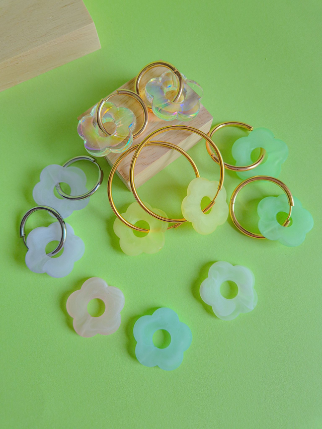 Boucles d’oreilles créoles - Grandes fleurs