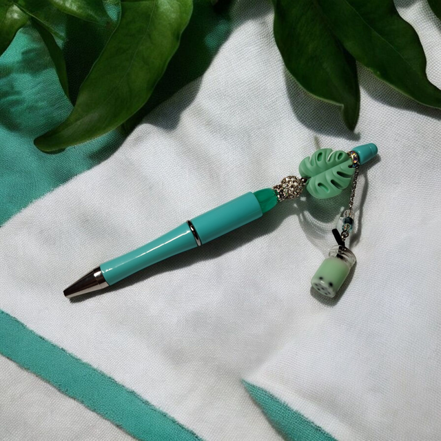 Stylo perles turquoise