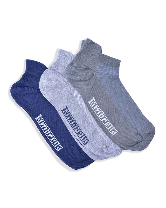 Lambretta 3 Pack Trainer Socks - Navy/Khaki/Grey Marl