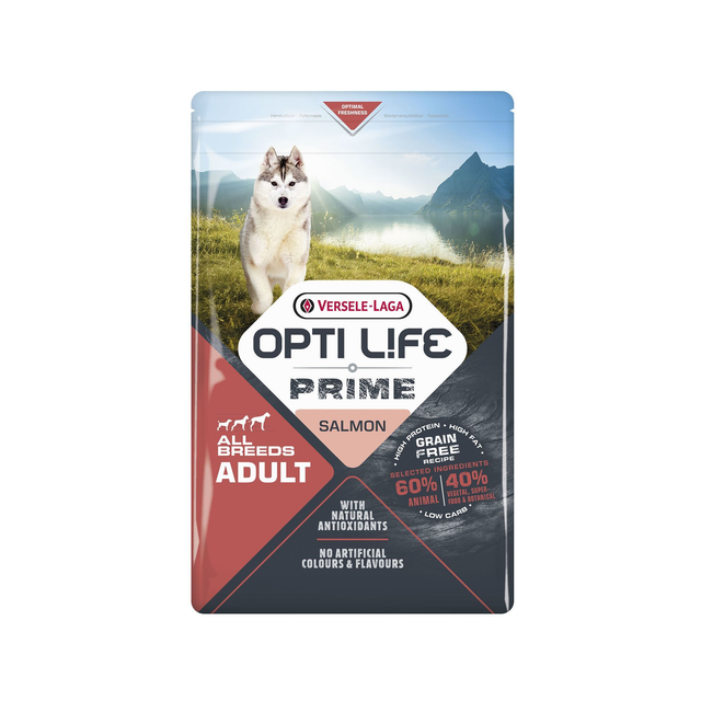 Croquettes Opti Life Prime chien sans cereales : Saumon