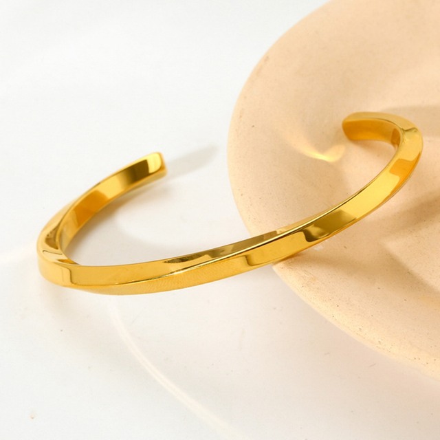 Stainless Steel Twisted Gold Cuff 
