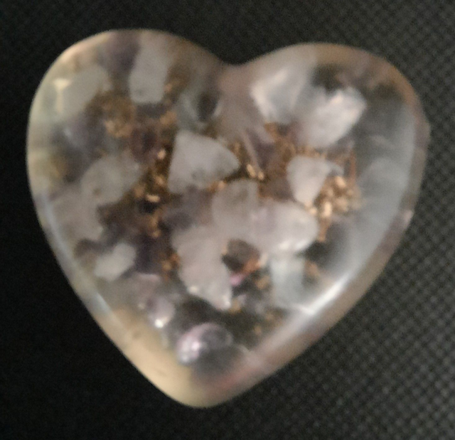Mini coeur de poche Améthyste / Quartz rose