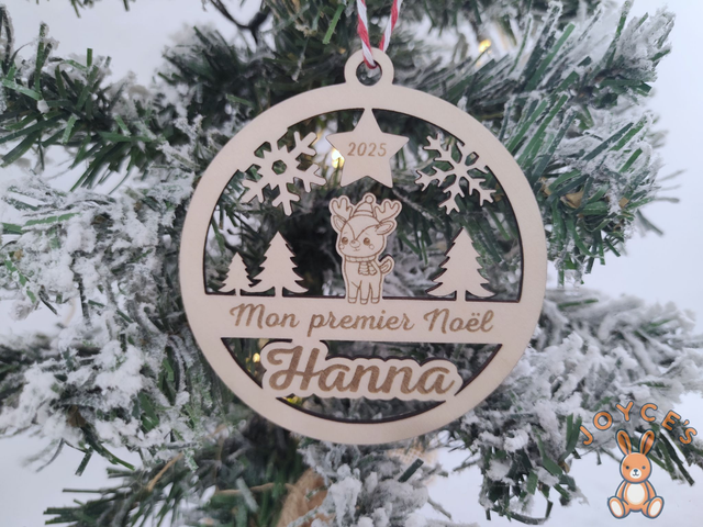 Boule de noël &quot;premier noël&quot; - 9cm - Modèle Hanna