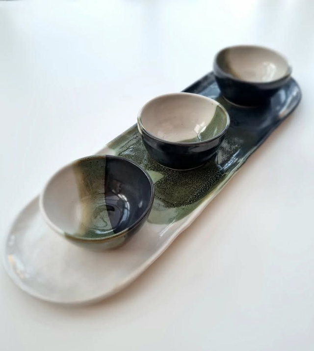 Dipping Set in Black, Green &amp; White