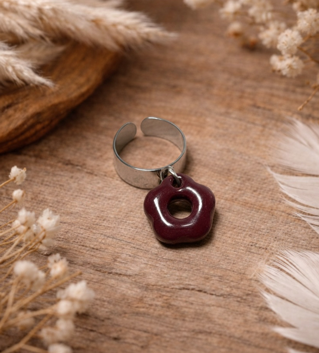 Argent 6mm Pampille Bordeaux