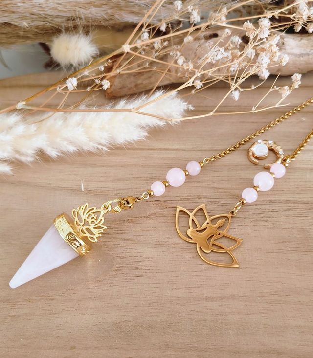 Pendule Divinatoire 2 en 1 Quartz rose 