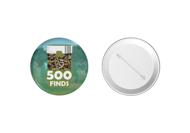 Badge Geocaching - 500 Finds (Ø 4,4 cm)