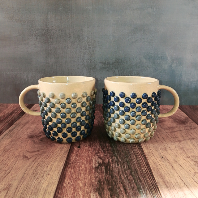 duo tasses bulles bleu nuit