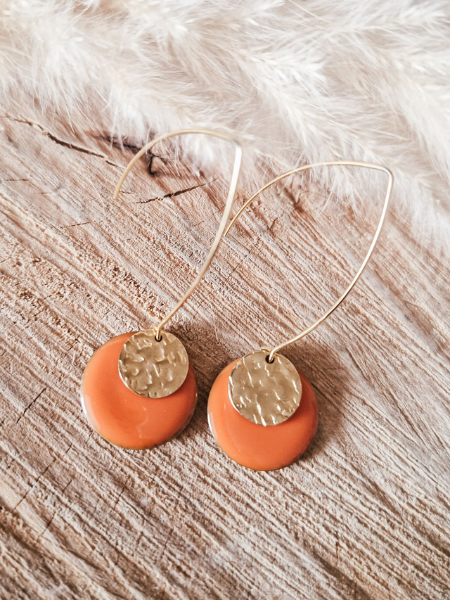 Boucles d'oreilles "Les élégantes" modèle ronds - Doré et orange