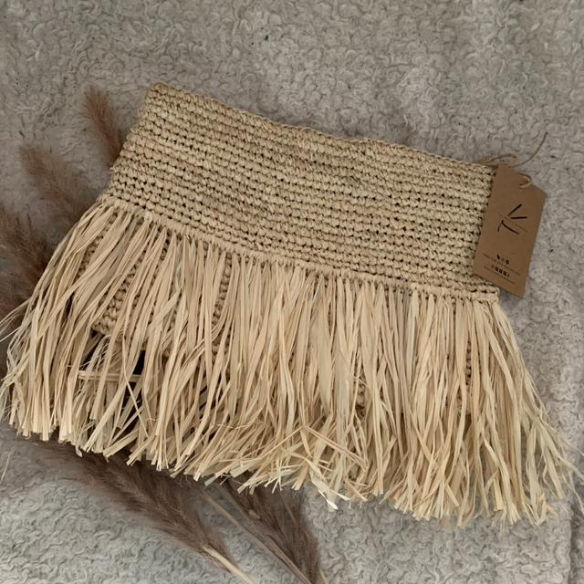 MORGANE - Natural Raffia Straw Clutch