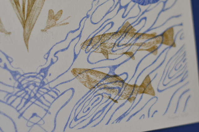 Affiche imprimée en risographie River Fever ~30x30cm