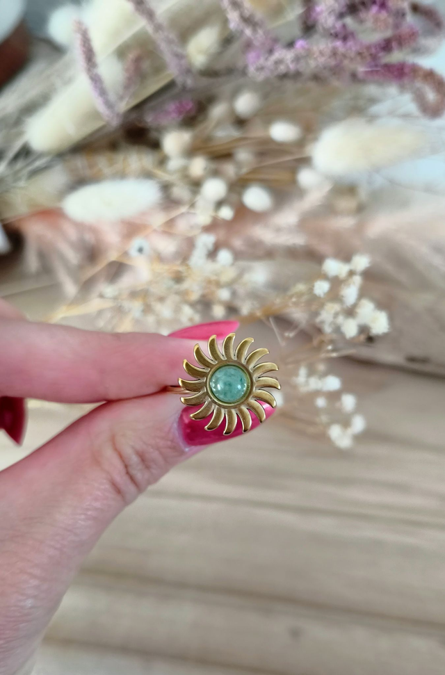 Bague Soleil Aventurine verte