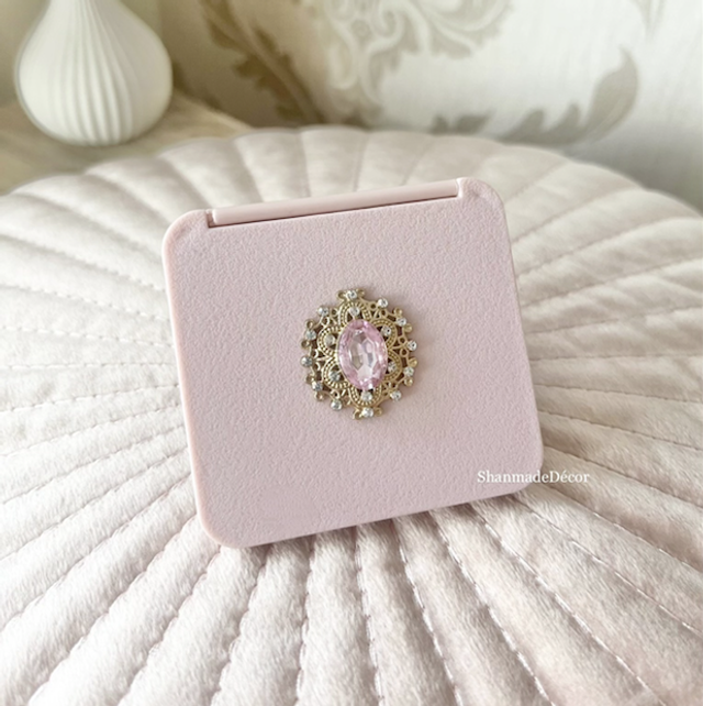 Pink Rhinestone Pocket Mirror
