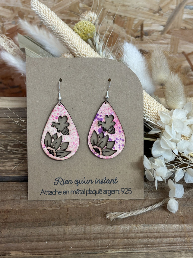 Boucles d’oreilles “Abeille et tournesol&quot;