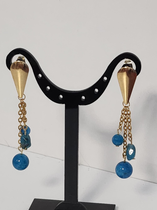 Boucle d´oreille 3 pierres bleu