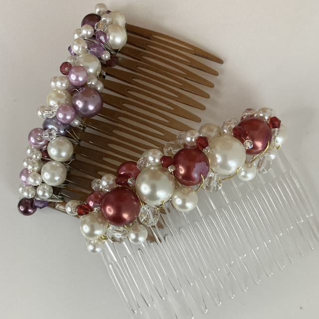 Pearl and Bead Clusters Hand-wired Decorated Hair Comb