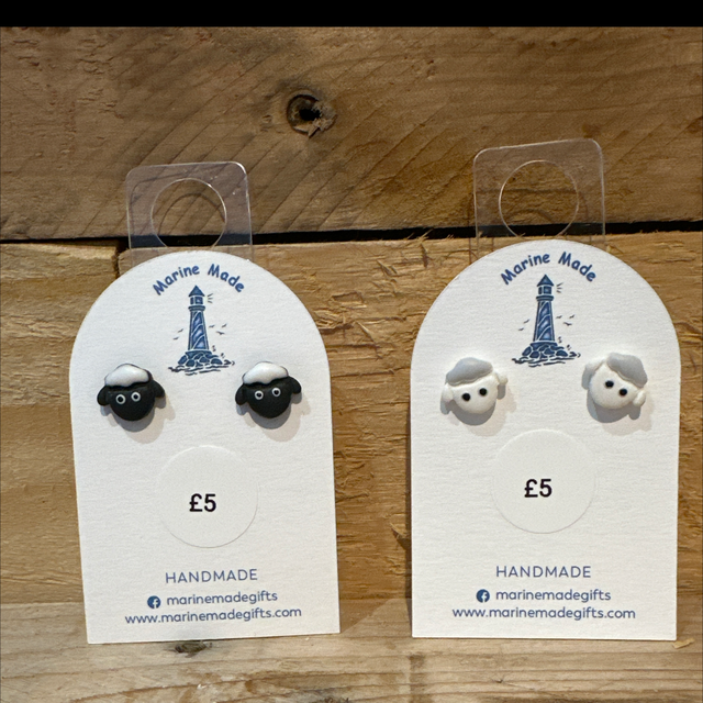 Sheep Polymer Clay Stud Earrings 