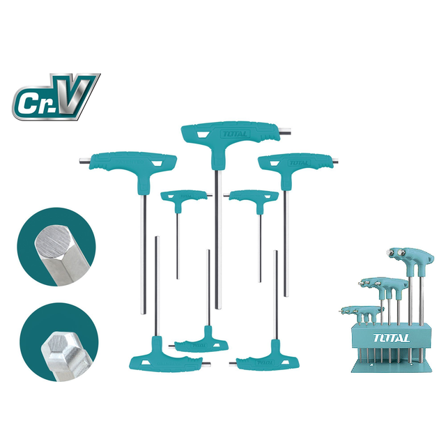 Juego de 8 llaves Allen en bola mango T  TOTAL  ref.THHW80826