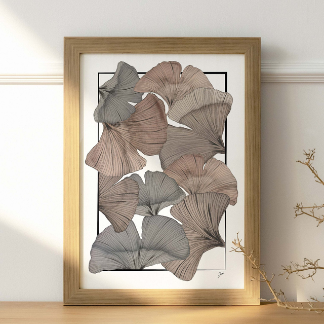 Affiche A4 - Vin Nature - Ginkgos, Vin sur Blanc