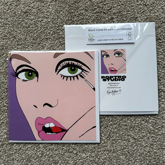 The Look - Single Square Greeting Card, White Envelope, Blank Inside, Recyclable Wrap, Professionally Printed