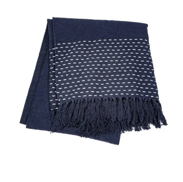 Stitched Blue Blanket Throw