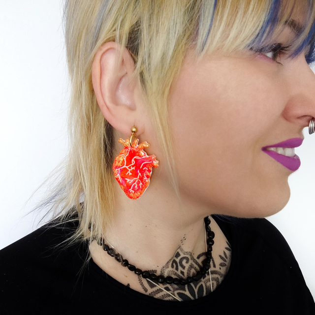Pendientes Corazón Anatómico rojo