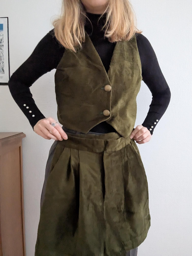 Ensemble short et veston velours côtelé - taille 36