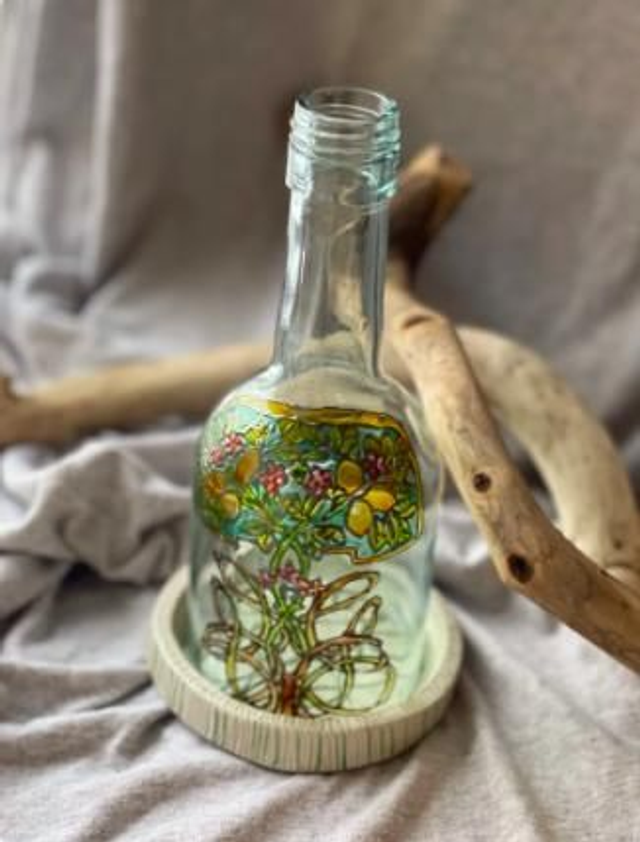 Blossoming lemon tree candlestick