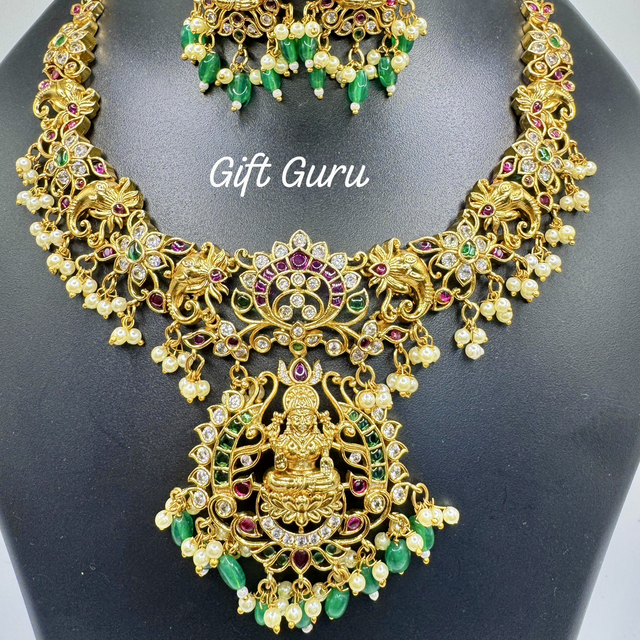 Lakshmi temple necklace with ear rings 