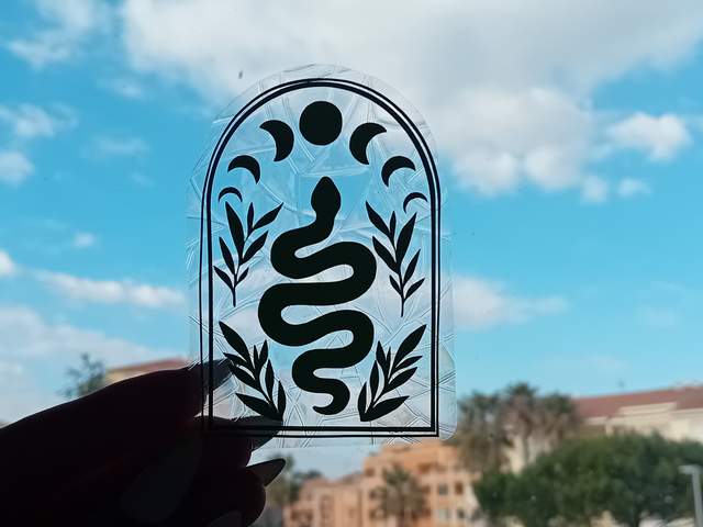 ✨ Sun Catcher Statique &quot;Serpent &amp; Feuillages&quot; – Mystère Naturel 🐍🌿