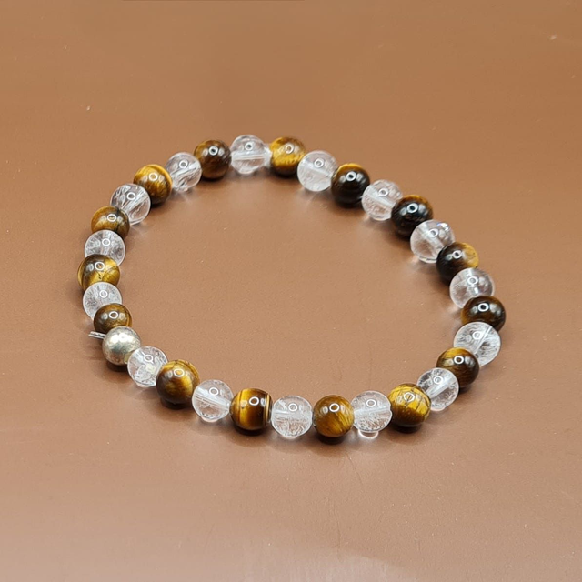 Bracelet Cristal de roche – œil de tigre