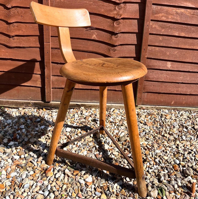 1930’s German Machinist’s Industrial Factory Stool, by AMA Elastik Fabrikstuhl DRGM