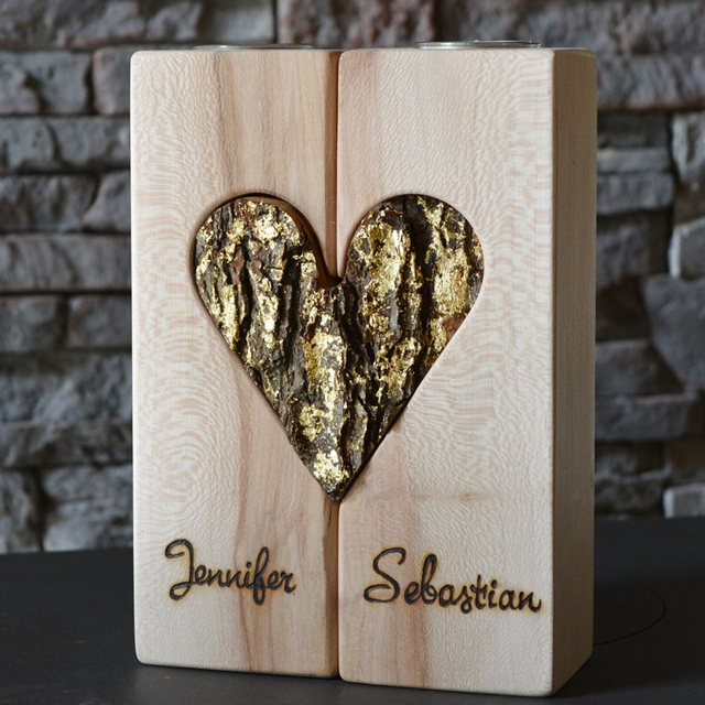 Herzensverbinder, 23x16 cm mit 23 Karat Blattgold – personalisiert