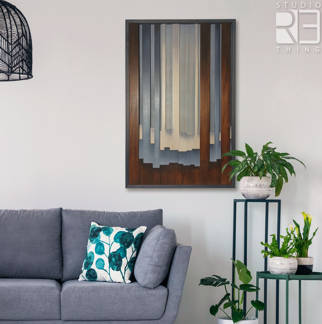 „Zimowa Cisza” – Drewniany Obraz Ścienny w Odcieniach Zimowego Lasu (1)