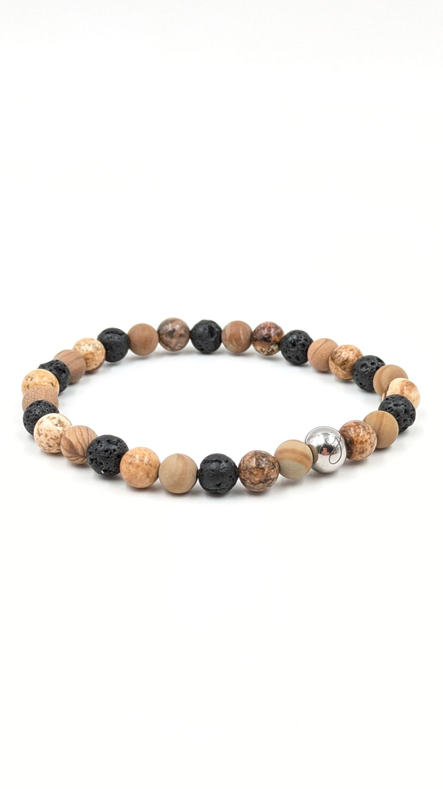 Bracelet Homme Clara Joia Jaspe Paysage Pierre de Lave