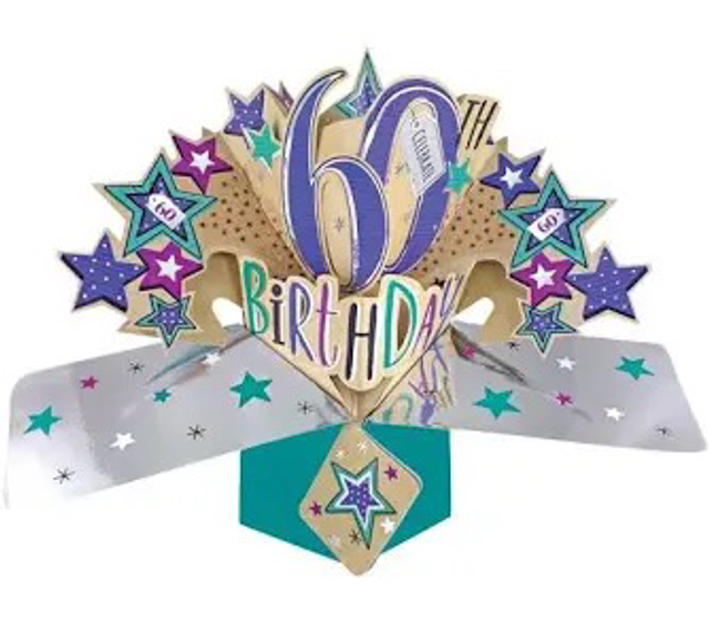 60th pop out birthday card male