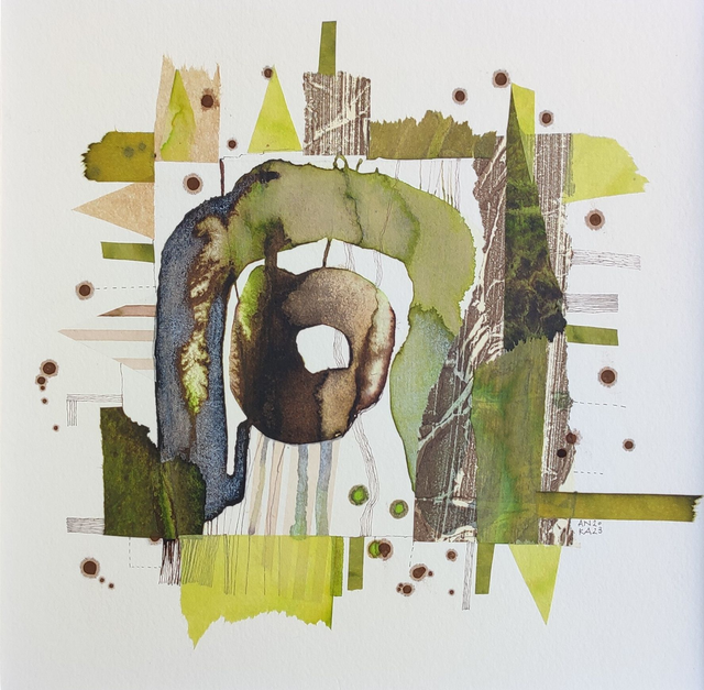 Kompozycja1, 30x30 (20x20 w świetle passe-partout) tech. mieszana 2023