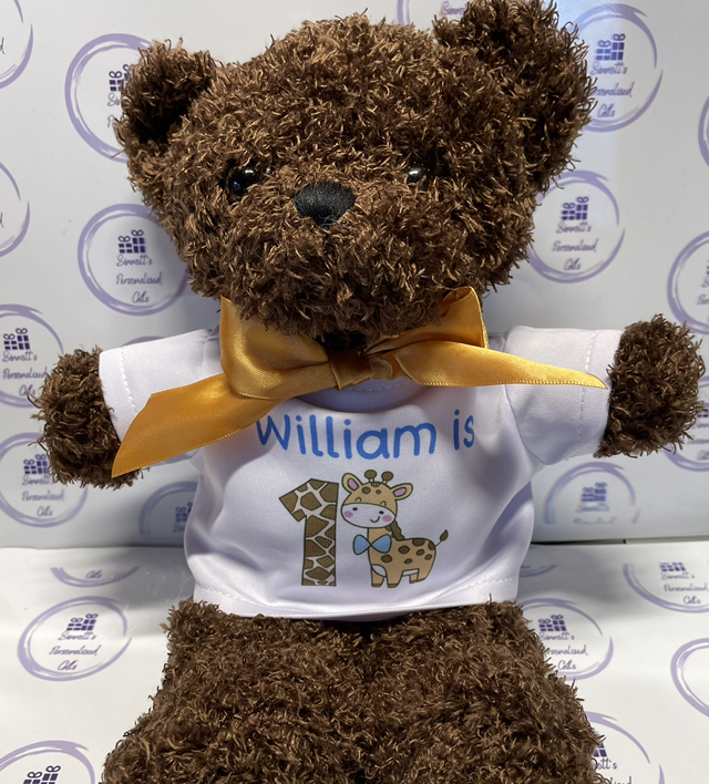 Personalised teddy bear (light brown bear)